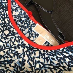 MICHAEL KORS- navy, cream, and blue pattern shirt